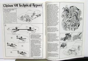 1972 Citroen SM Dealer Sales Brochure Road Test Magazine Article Factory Reprint