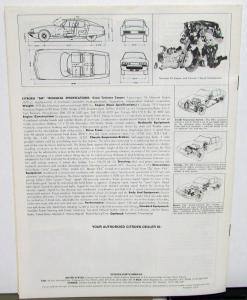 1972 Citroen SM Dealer Sales Brochure Road Test Magazine Article Factory Reprint