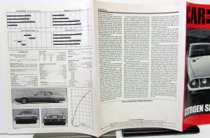 1972 Citroen Dealer Sales Brochure Car & Driver Road Test Of SM Models