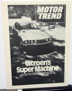 1972 Citroen SM Dealer Sales Brochure Motor Trend Article Reprint