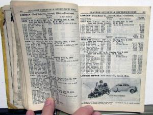 1939 Branham Automobile Reference Book Cunningham Essex Condor