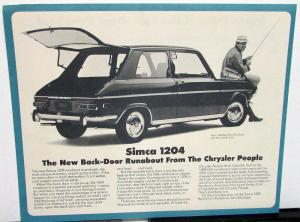 1969 Simca Dealer Sales Data Sheets Pair 1118 1204 Handouts Foreign Chrysler