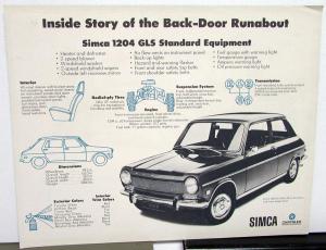 1969 Simca Dealer Sales Data Sheets Pair 1118 1204 Handouts Foreign Chrysler