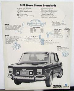 1969 Simca Dealer Sales Data Sheets Pair 1118 1204 Handouts Foreign Chrysler