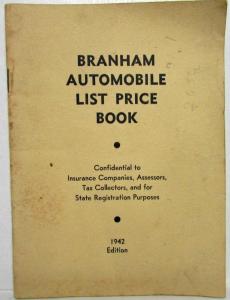 1942 Branham Automobile List Price Book - Confidential - Auburn Austin Hudson