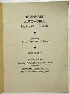 1942 Branham Automobile List Price Book - Confidential - Auburn Austin Hudson