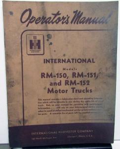 1953-54 International Truck Owners Operators Manual RM-150 RM-151 RM-152