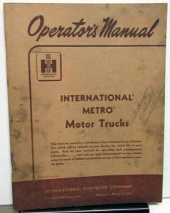 1955-56 International Truck Owners Operators Manual Metro Motor Trucks IH Orig