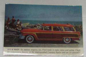 1955-1956 Ford Country Squire Station Wagon Comparison Ad Postcard Mailer