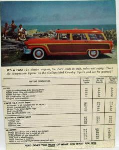 1955-1956 Ford Country Squire Station Wagon Comparison Ad Postcard Mailer