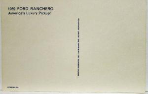 1969 Ford Ranchero Americas Luxury Pickup Postcard