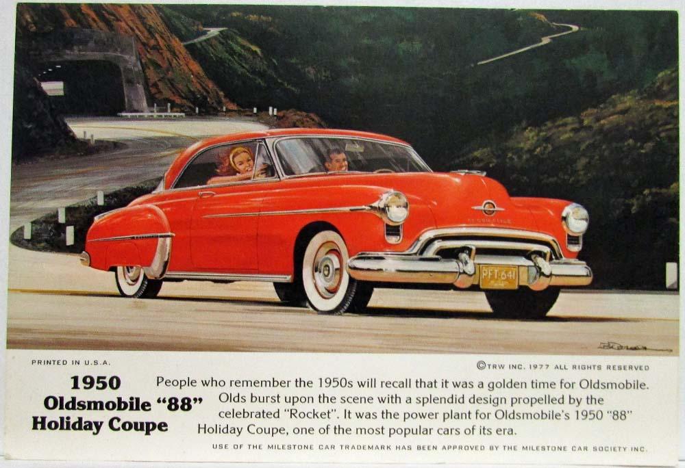 1950 Oldsmobile 88 Holiday Coupe Promo Postcard 1977 Dealership Use