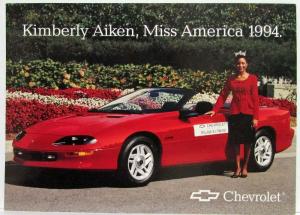 1994 Chevrolet Camaro Convertible with Miss America Kimberly Aiken Postcard