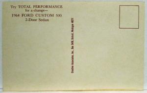 1964 Ford Custom 500 2-Door Sedan Postcard