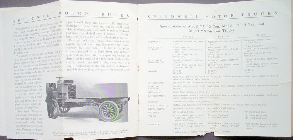 1913 1914 Speedwell Motor Trucks 2 4 6 Ton Dealer Pocket Sales Brochure Original