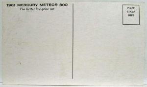1961 Mercury Meteor 800 2-Door Hardtop Sedan Postcard