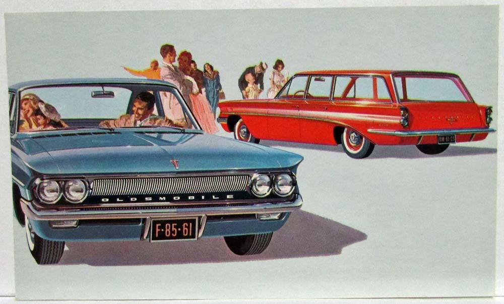 1961 Oldsmobile F-85 DeLuxe 4-Door Sedan and Station Wagon Postcard