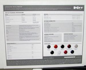 2009 Hummer Dealer Data Cards Handouts Set Of 3 H3T H2 Features Colors