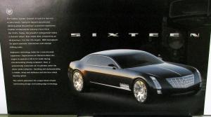 2003 Cadillac Sixteen Concept Car Card Original