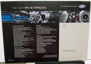 2006 Ford FPV F6 Typhoon Australian Dealer Sales Data Card Handout Turbo-Charged