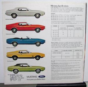 1972 Ford Mustang Mach 1 Grande SportsRoof Convertible Sales Brochure Original