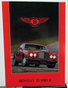 1988 Bentley Turbo R Dealer Sales Brochure Large Folder Luxury Car