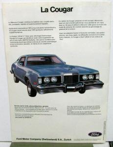 1975 Ford European Dealer Brochure French Text Mustang Cougar LTD Gran Torino