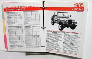 1985 AMC Renault Jeep Eagle Fleet Programs Data Sales Binder Book Features Specs