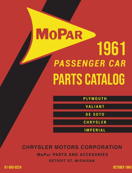 1961 Mopar Parts Catalog Book Plymouth DeSoto Chrysler Imperial Valiant