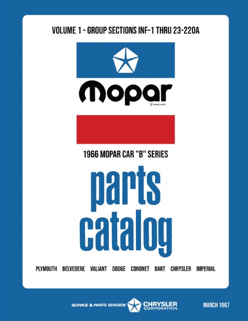 1966 Mopar Parts Catalog Manual Plymouth Dodge Chrysler imperial Hemi Coronet