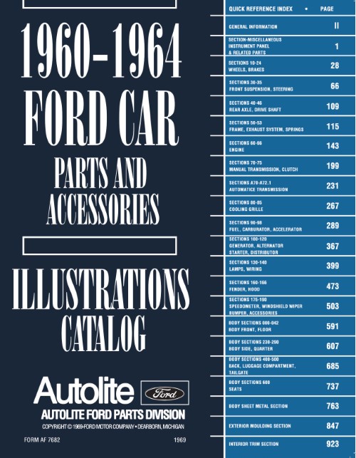 1960 1961 1962 1963 1964 Ford Car Parts Book Fairlane Galaxie 500 Falcon T-Bird