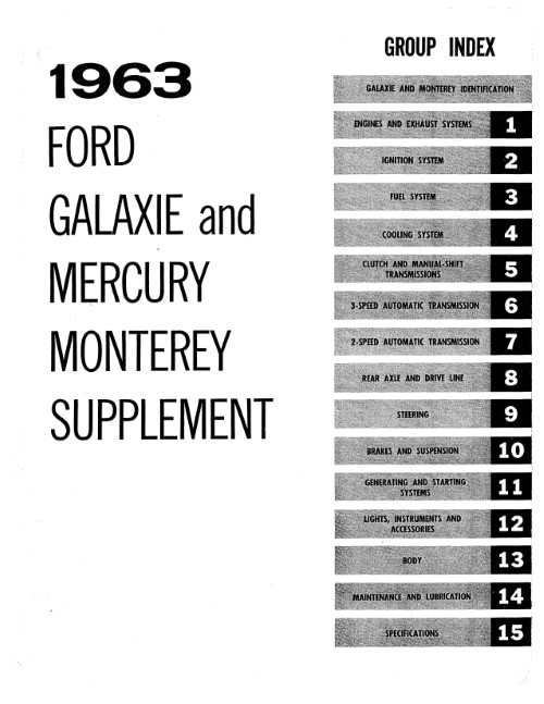 1962 1963 Ford Galaxie 500 Shop Manual
