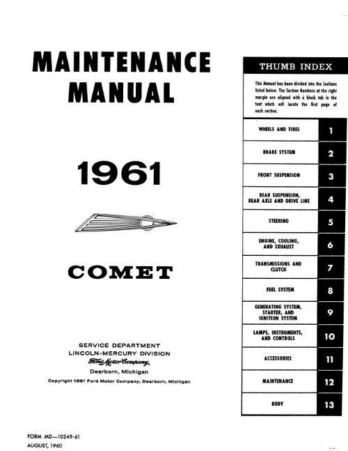 1961 Comet Maintenance Manual