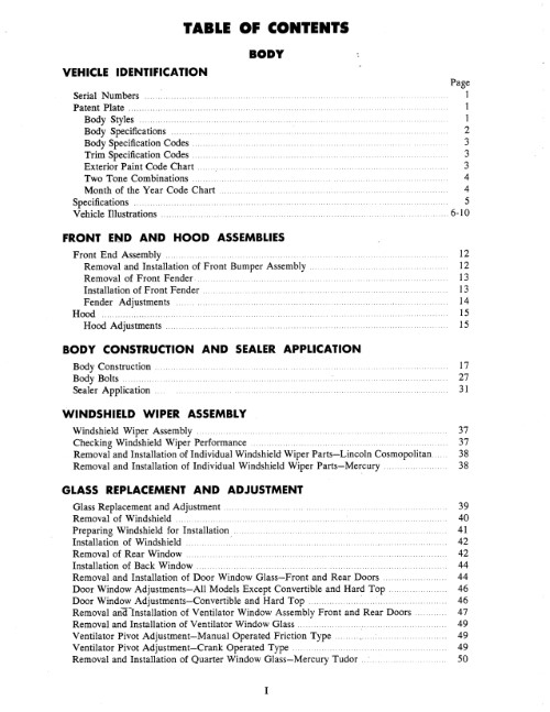 1952 Lincoln Body Shop Manual