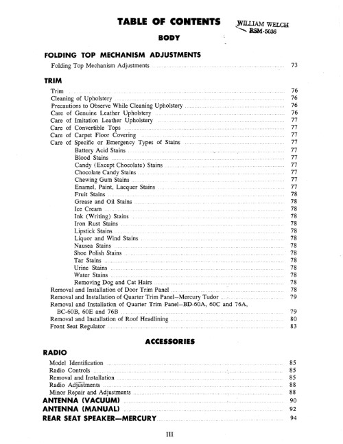 1952 Lincoln Body Shop Manual