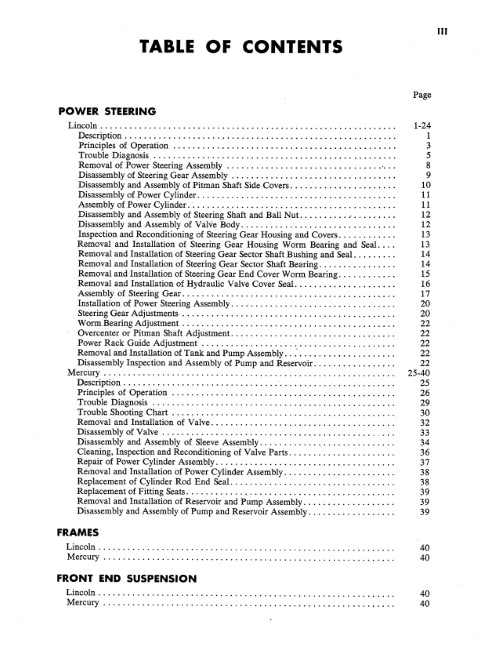 1953 Lincoln / Mercury Body-Chassis Repair & Adjustment Manual Supplement