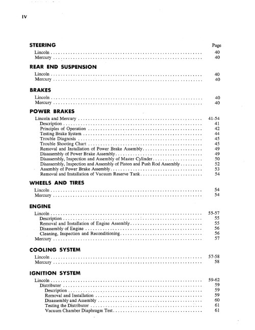 1953 Lincoln / Mercury Body-Chassis Repair & Adjustment Manual Supplement