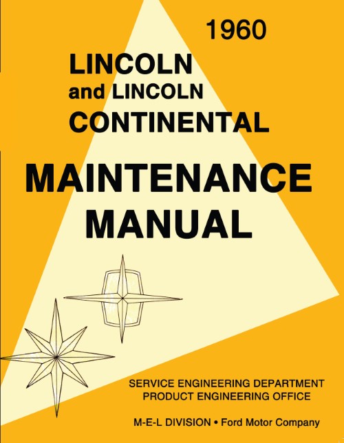 1960 Lincoln Premiere Continental Mark V Service Maintenance Manual