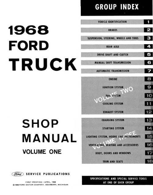 1968 Ford Truck Service Shop Repair Manual (4 Vol) Pickup F Series HD