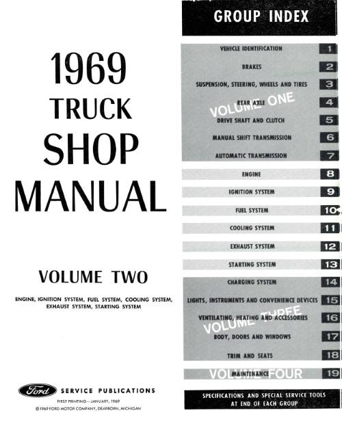 1969 Ford Truck Service Shop Repair Manual (4 Vol) Pickup F Series Medium HD