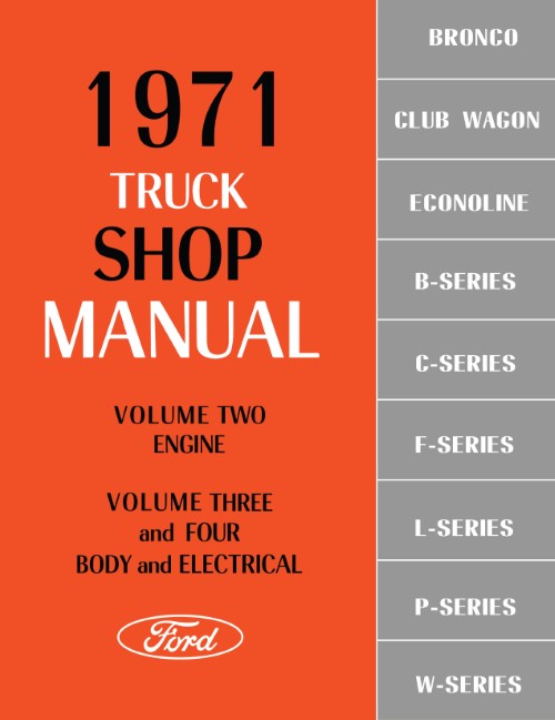 1971 Ford Truck Service Shop Repair Manual - 5 Volumes Pickup F Series HD