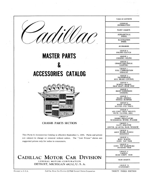 1964 1965 1966 1967 1968 1969 Cadillac Master Parts Book Manual Eldorado