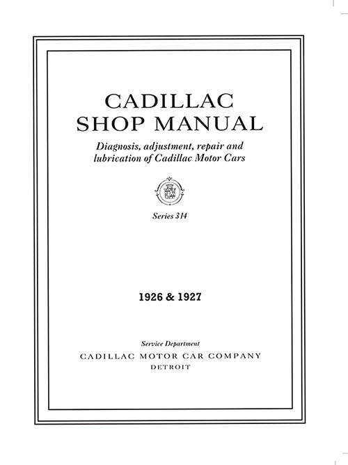 1926 1927 Cadillac Shop Service Manual