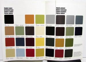 1977 Mercedes-Benz Dealer Sales Brochure Exterior Color Option Standard Metallic