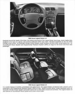 1992 Acura Legend Sedan LS Interior Press Photo 0146