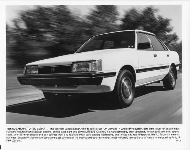1986 Subaru RX Turbo Sedan Press Photo 0019