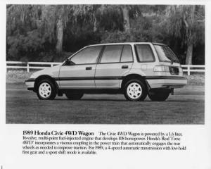 1989 Honda Civic 4WD Wagon Press Photo 0018
