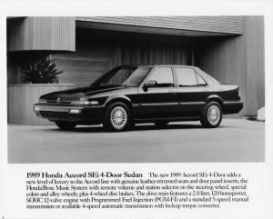 1989 Honda Accord SEi 4-Door Sedan Press Photo 0020