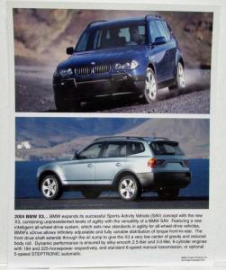 2004 BMW X3 Press Kit