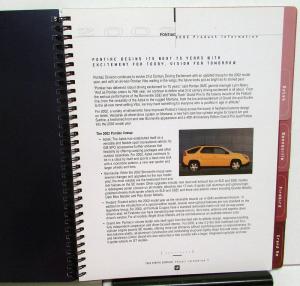 2002 Pontiac Dealer Product Info Sales Reference Data Book Firebird Grand Am